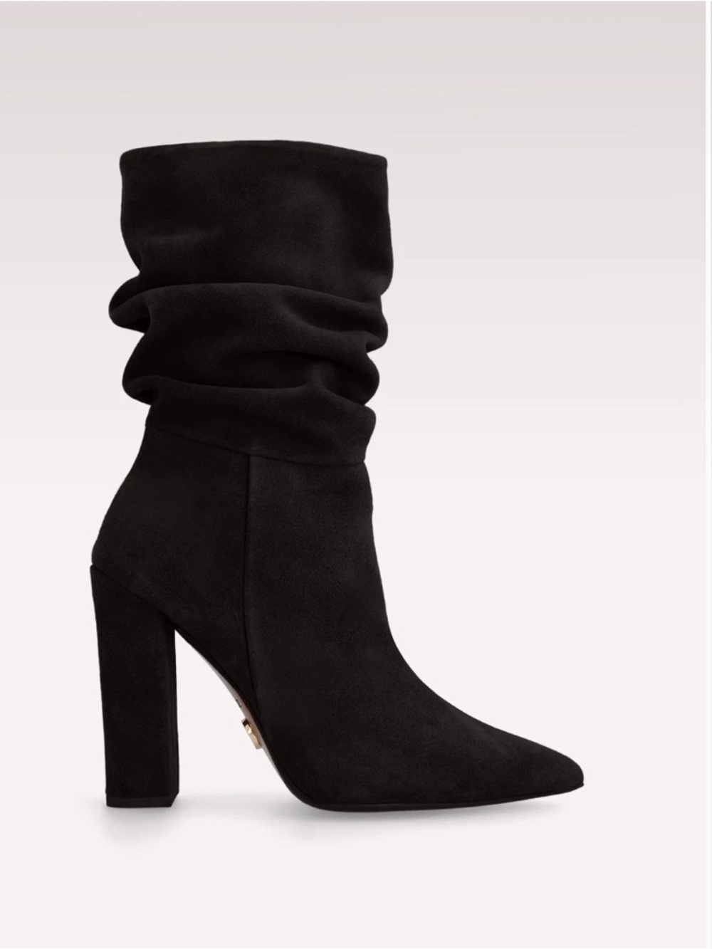INGILIZ Antoaneta Black Suede Slouchy High-Heel Ankle Boots - EU 37/7
